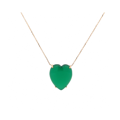 Green Onyx Cabashon Heart Necklace