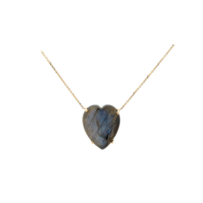 Labradorite Cabochon Heart Necklace