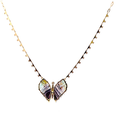 Tourmaline Butterfly Diamond Chain Necklace