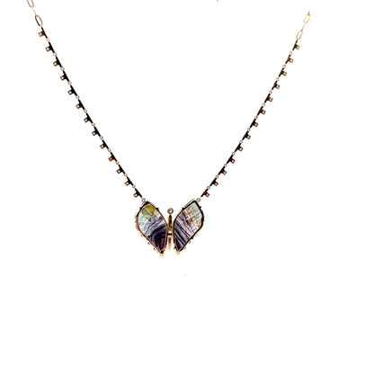 Tourmaline Butterfly Diamond Chain Necklace