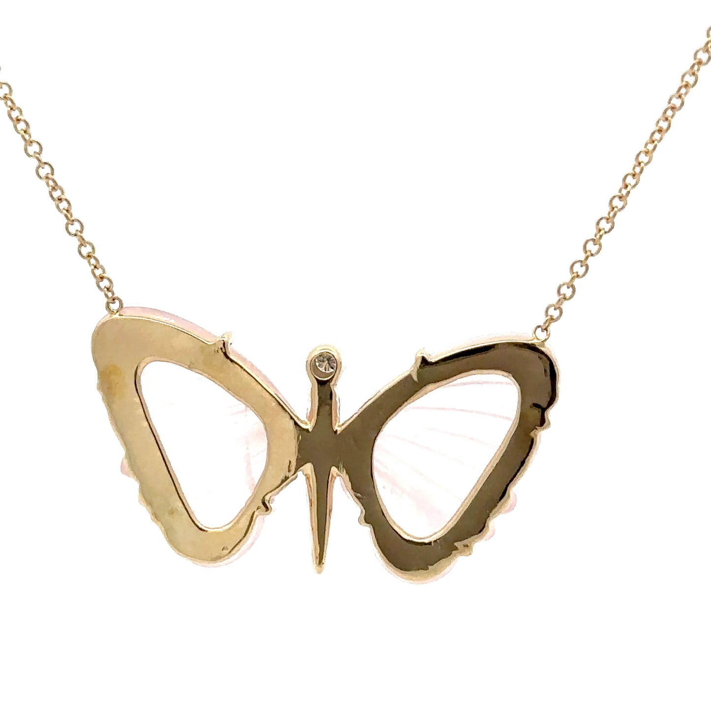 Large Rose Quartz Butterfly Necklace