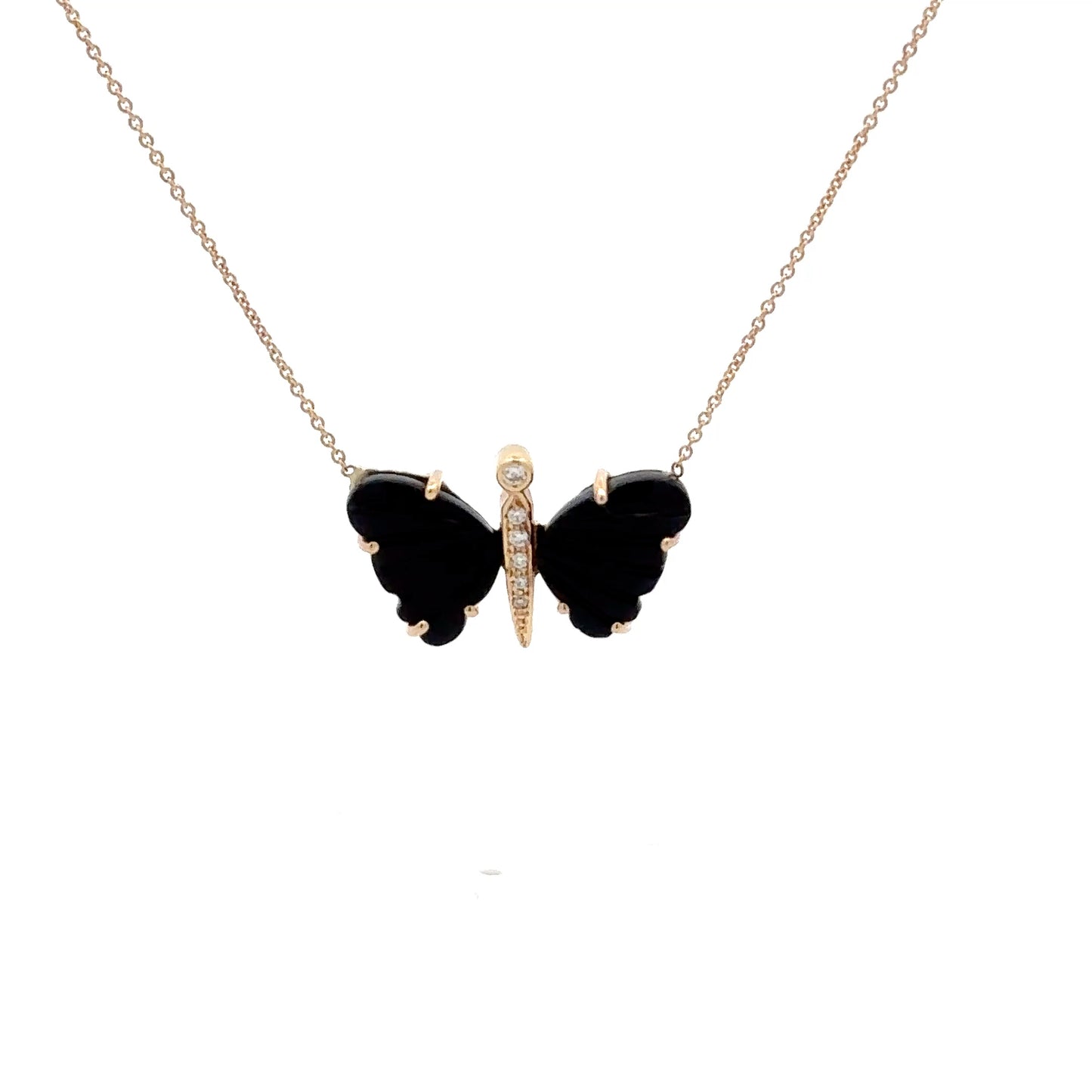 Small Black Onyx Butterfly Necklace