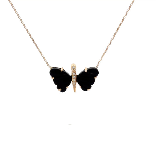 Small Black Onyx Butterfly Necklace