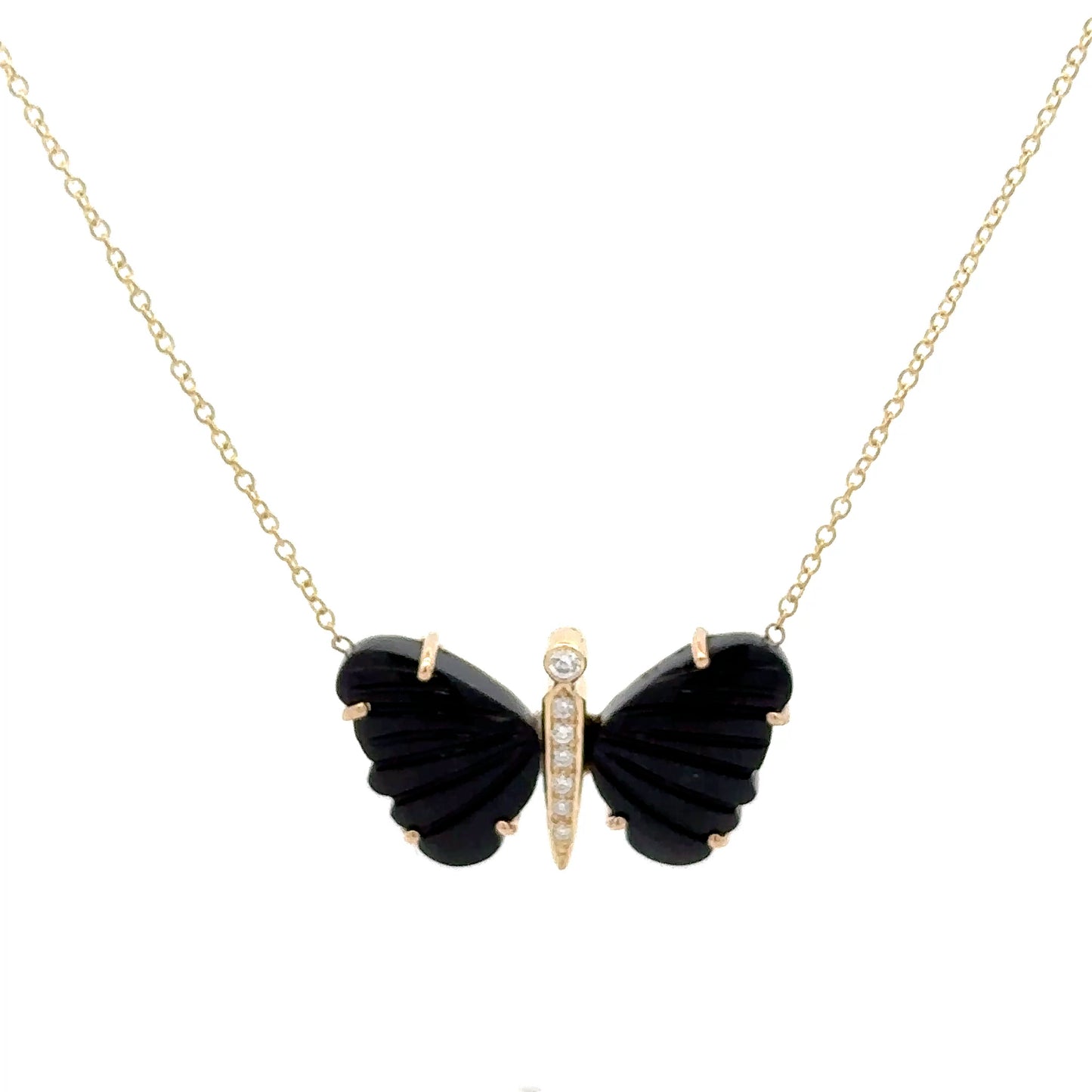 Medium Black Onyx Butterfly Necklace