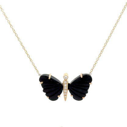 Medium Black Onyx Butterfly Necklace