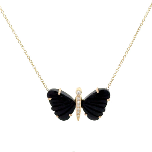 Medium Black Onyx Butterfly Necklace