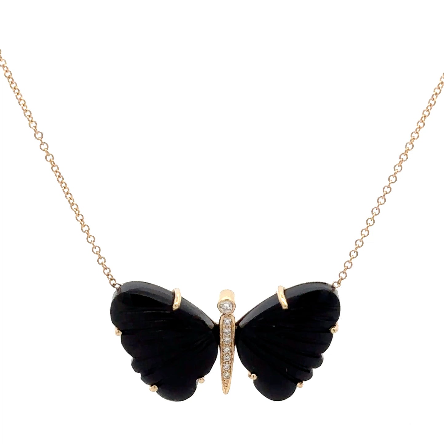 Large Black Onyx Butterfly Necklace