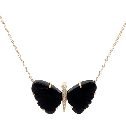 Large Black Onyx Butterfly Necklace