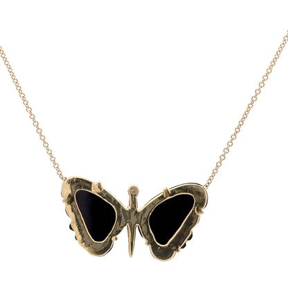 Large Black Onyx Butterfly Necklace
