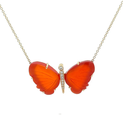Large Carnelian Butterfly Necklace