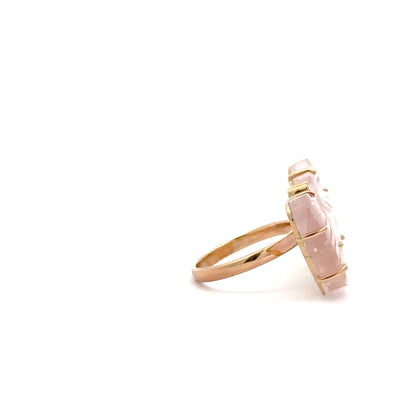 Large Rose Quartz Butterfly Ring