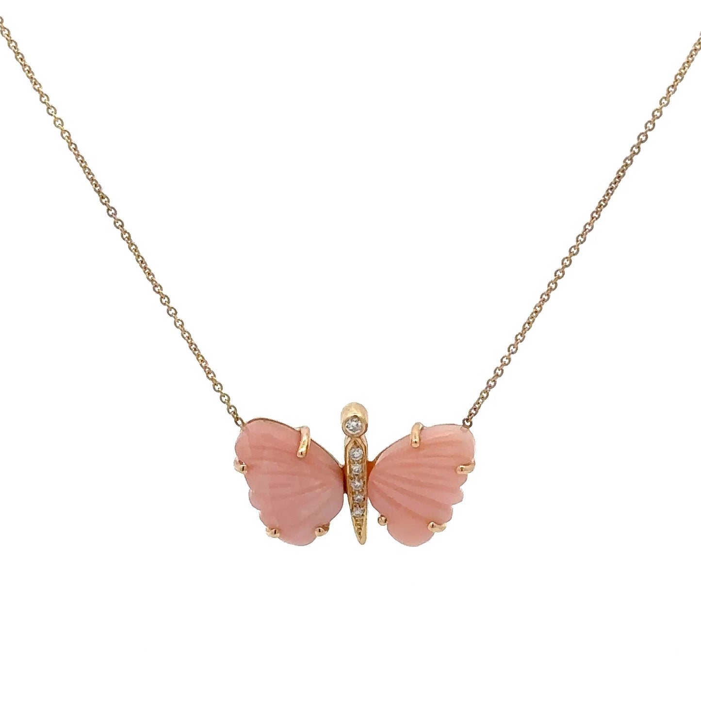 Small Peruvian Pink Opal Butterfly Necklace
