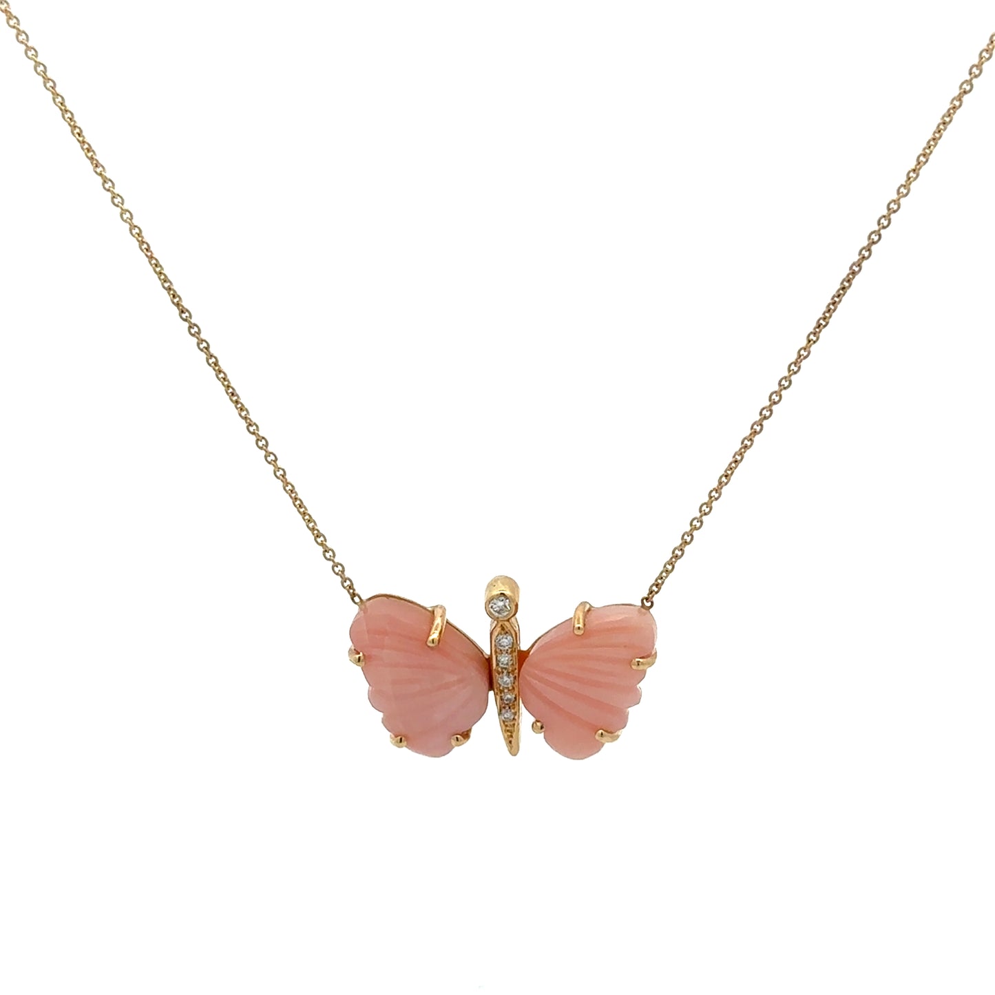 Small Peruvian Pink Opal Butterfly Necklace