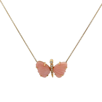 Small Peruvian Pink Opal Butterfly Necklace