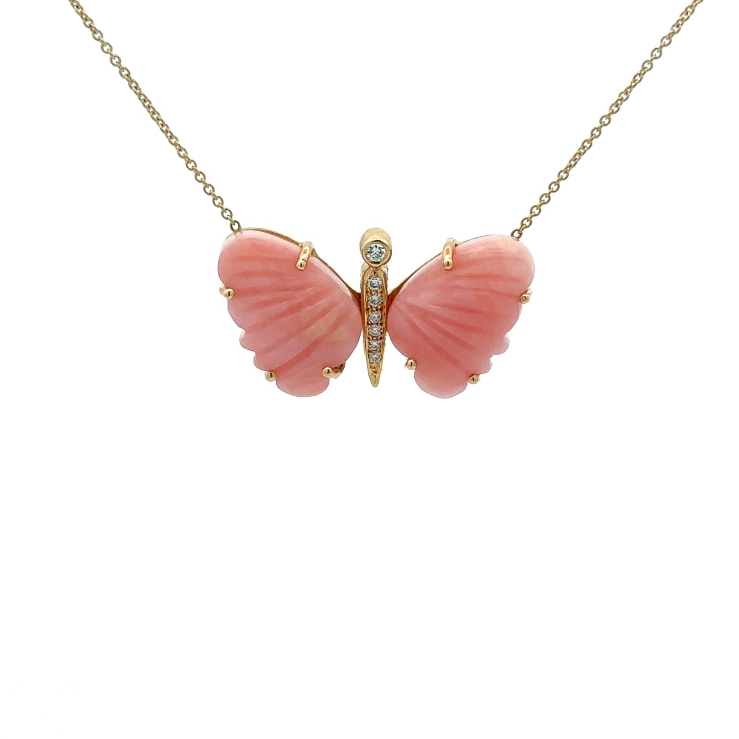 Medium Peruvian Pink Opal Butterfly Necklace