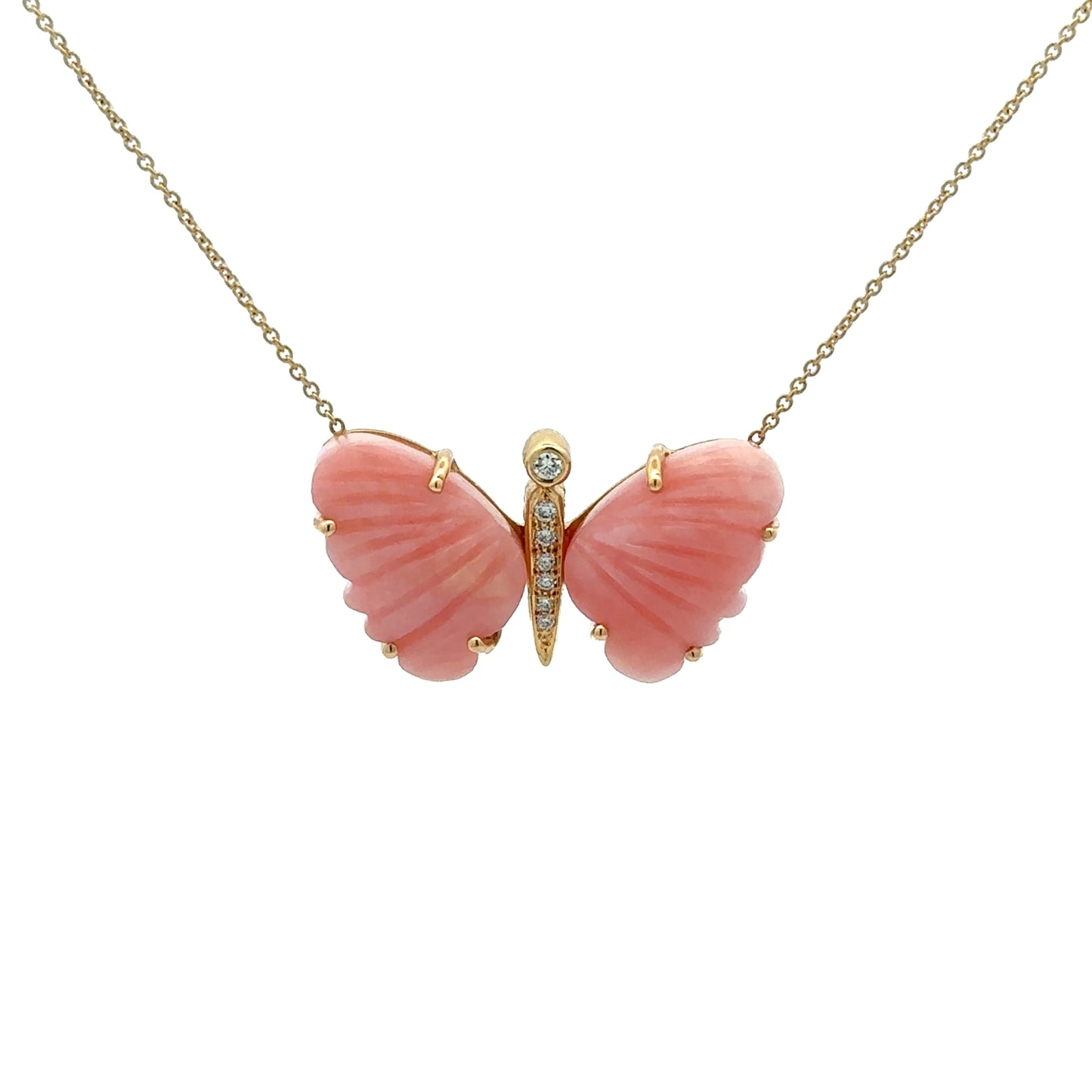 Medium Peruvian Pink Opal Butterfly Necklace