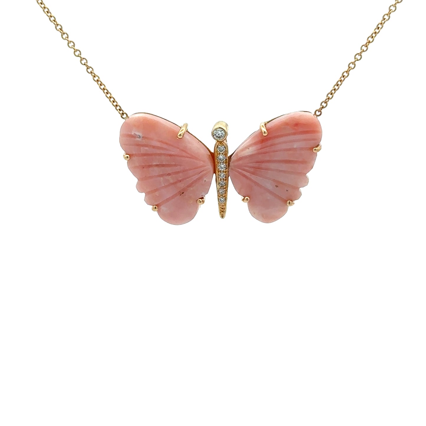 Large Peruvian Pink Opal Butterfly Necklace
