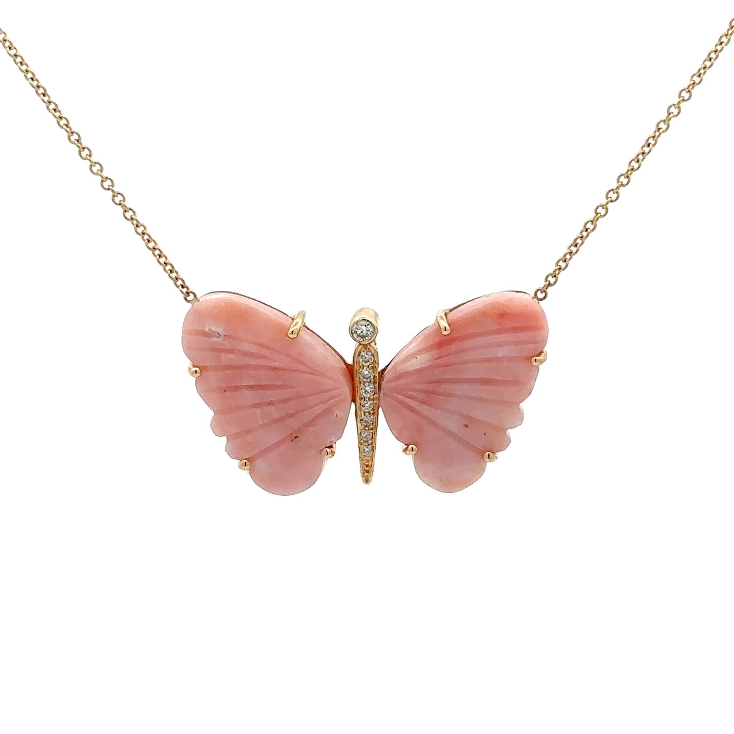 Large Peruvian Pink Opal Butterfly Necklace