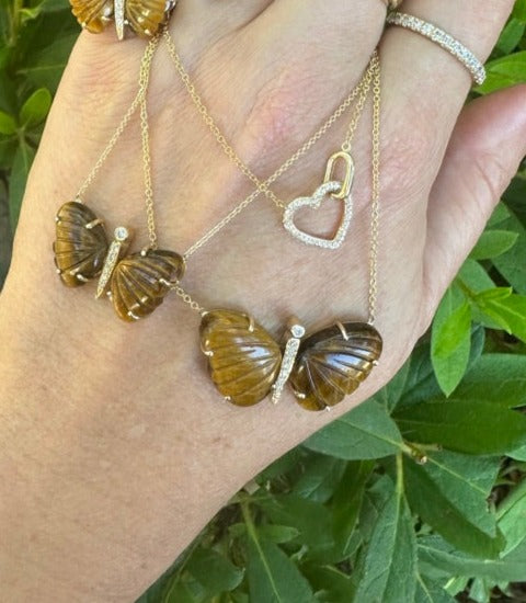 Large Tiger's Eye Butterfly Necklace