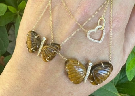 Medium Tiger's Eye Butterfly Necklace