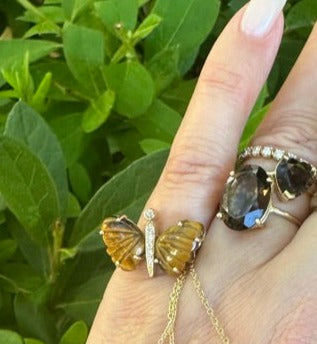 Small Tiger's Eye Butterfly Ring