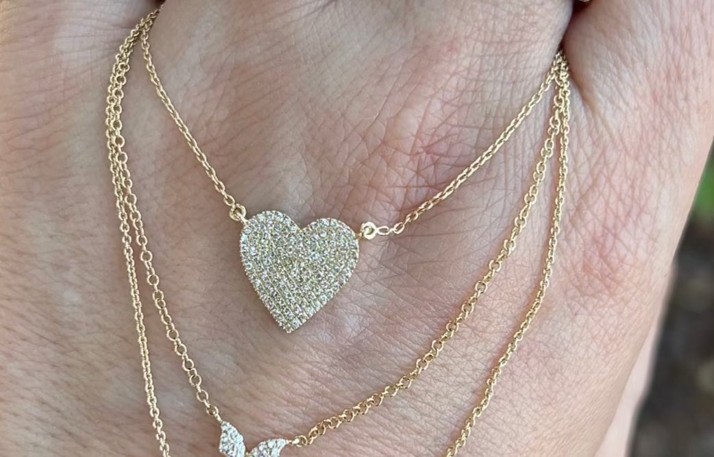 Small Pave Diamond Heart Necklace