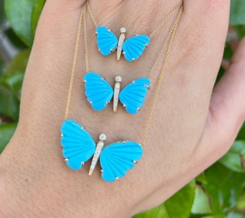 Medium Turquoise Butterfly Necklace