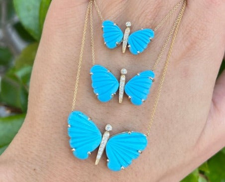 Large Turquoise Butterfly Necklace