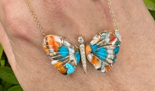 Large Oyster Turquoise Butterfly Necklace