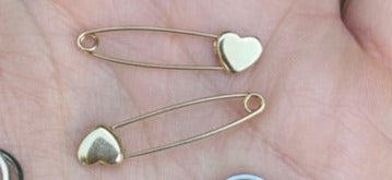 14KY Heart Safety Pin Earring