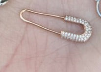 Long Head Full Pave Safety Pin Earring