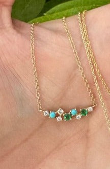 Turquoise Diamond Emerald Smile Necklace