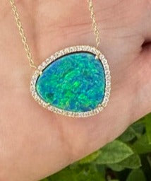 Opal Diamond Dainty Chain Necklace