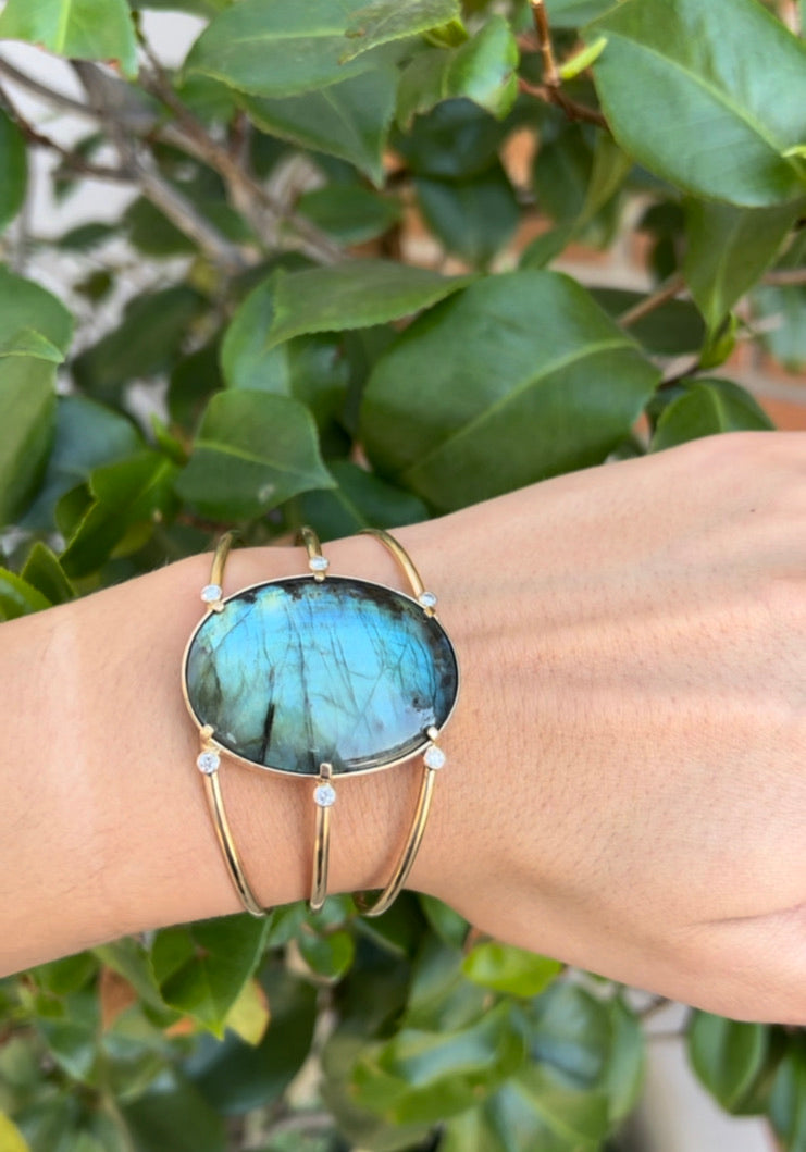 Labradorite 6 Diamond Line Cuff