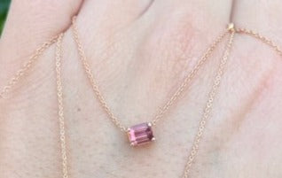 Pink Topaz Diamond Gem Candy Necklace