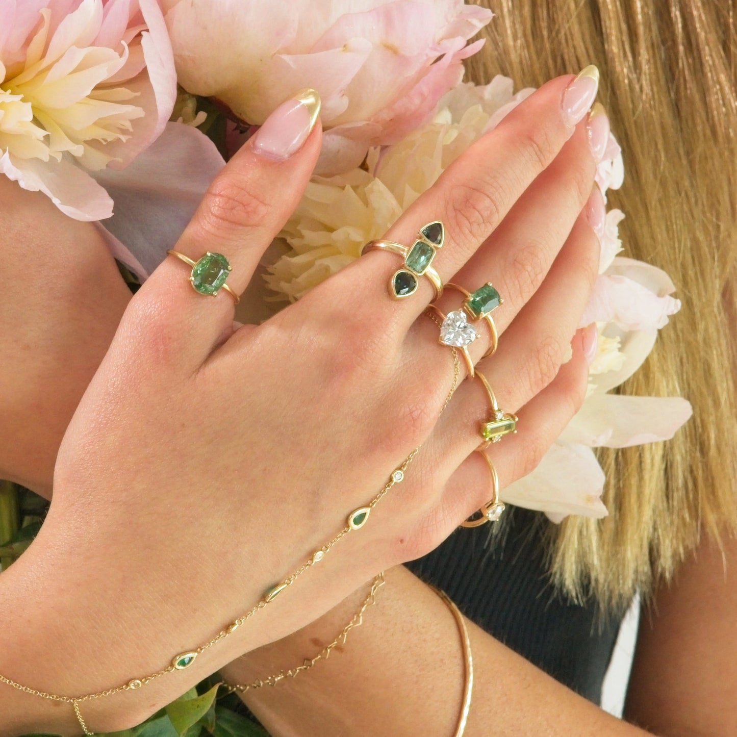 Blue Green Tourmaline Gem Candy Ring