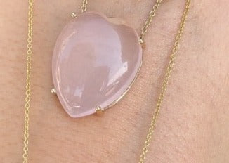 Rose Quartz Cabochon Heat Necklace