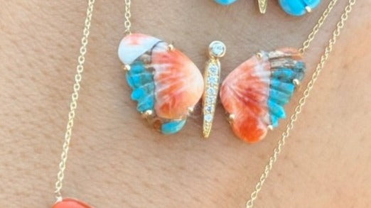 Medium Oyster Turquoise Butterfly Necklace
