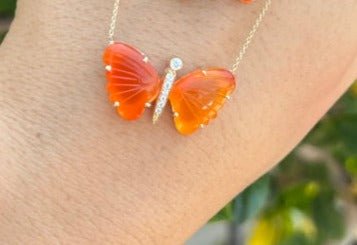 Medium Carnelian Butterfly Necklace