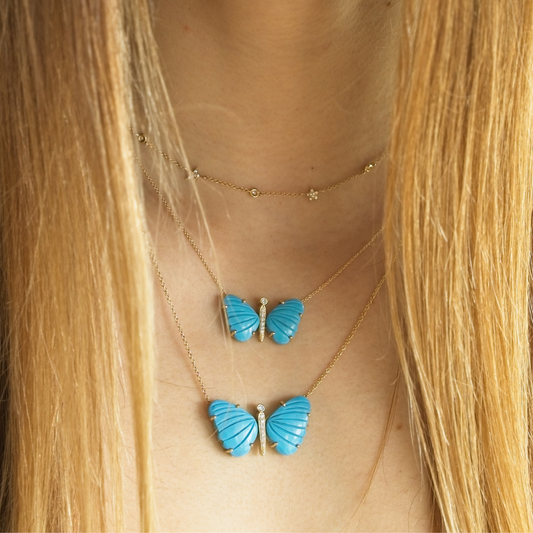 Large Turquoise Butterfly Necklace