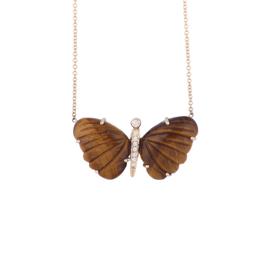 MEDIUM TIGER_S EYE BUTTERFLY NECKLACE