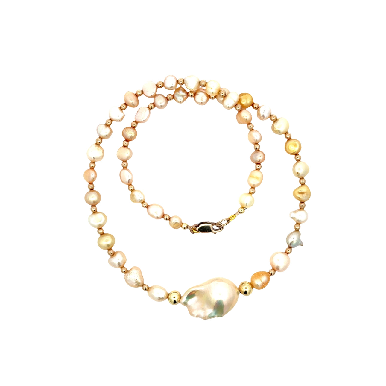 Yellow Baroque Pear Centerl Yellow Fresh Water Beads