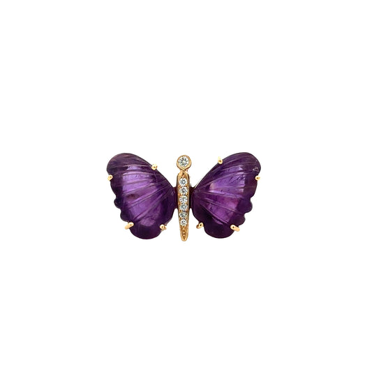 Medium African Amethyst Butterfly Ring