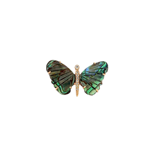 Large Abalone Butterfly Ring