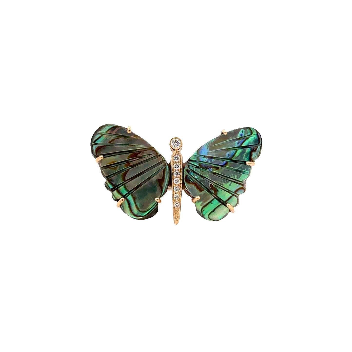 Large Abalone Butterfly Ring