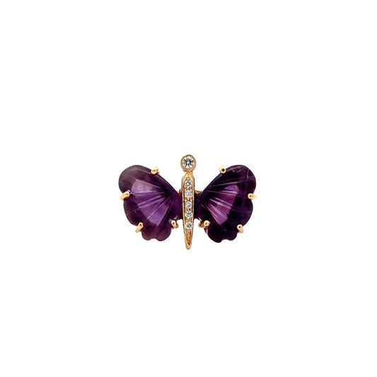 Small African Amethyst Butterfly ring