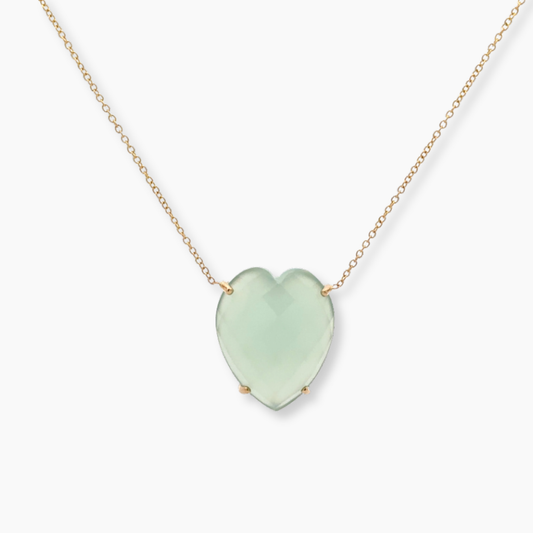 Chalcedony Faceted Heart Necklace