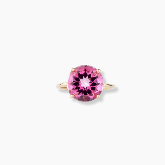 Big Pink Topaz Gem Candy Round Ring