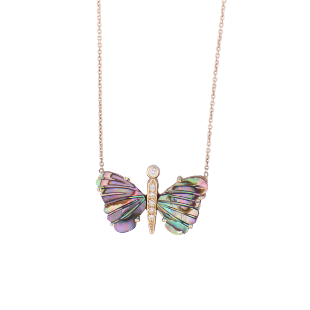 SMALL ABALONE BUTTERFLY NECKLACE