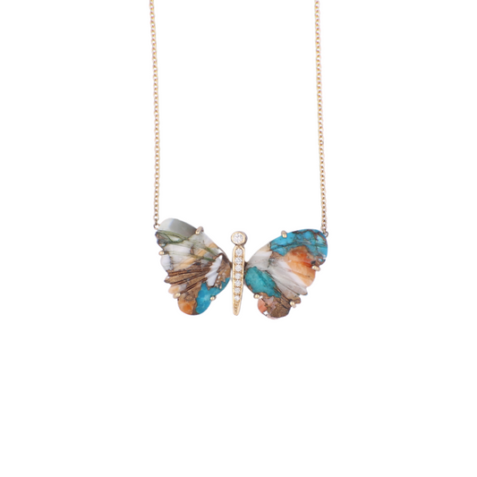 SMALL OYSTER TURQUOISE BUTTERFLY NECKLACE